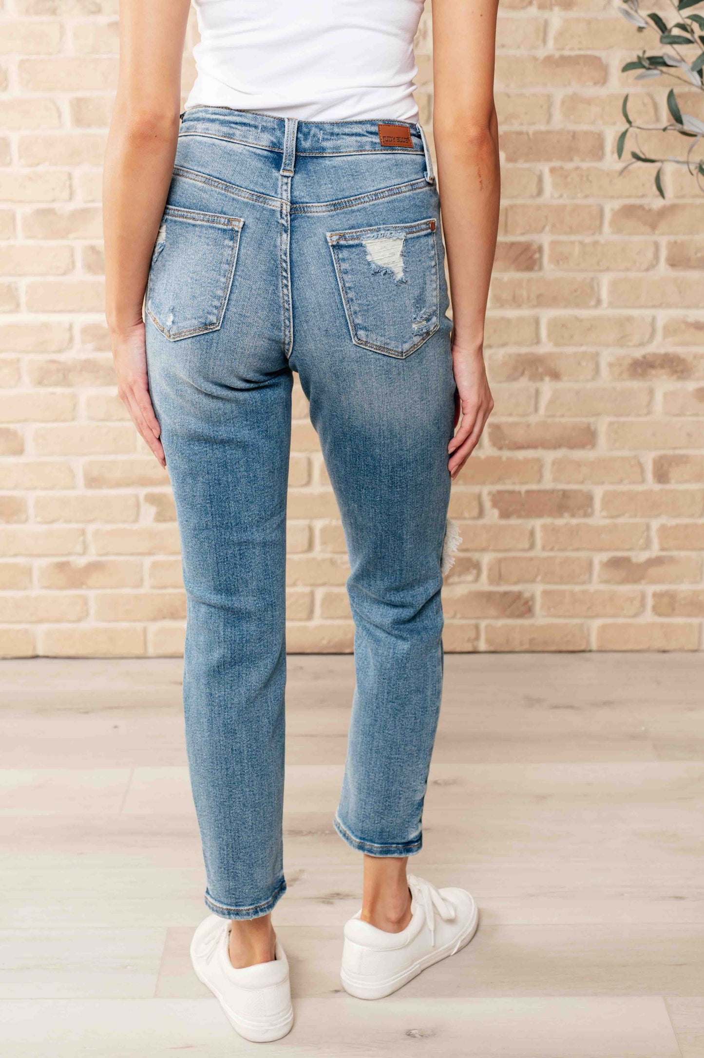 Frankie High Waist Distressed Boyfriend Jeans